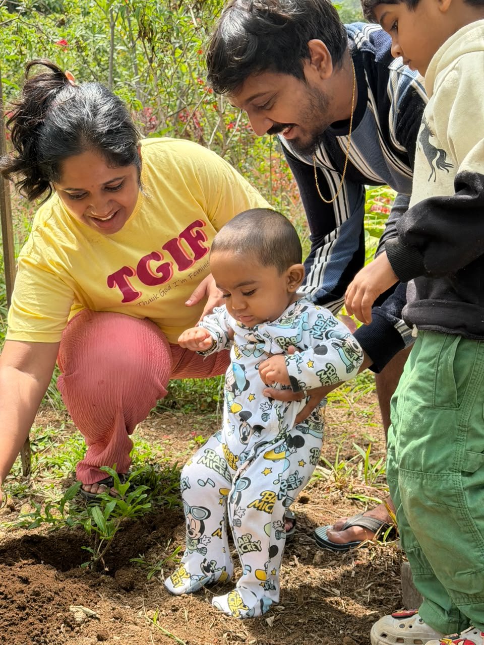 Family moments in our lush hillside garden